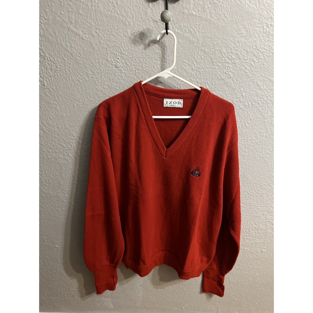 Izod Red V Neck Sweater‎ Large Mens